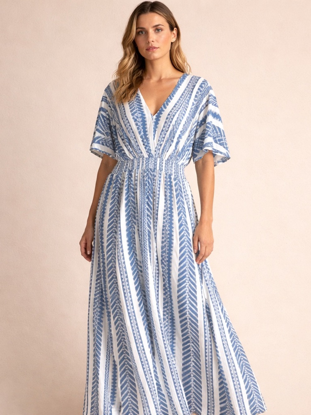 BloomChic Blue and White Maxi Dress
